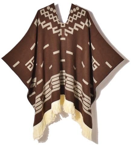 Poncho En Laine D'alpaga De Qualité Supérieure, Pull De Cowboy Occidental De Style Ethnique, Cape Unisexe Douce Et Chaude Et Durable For Costume(Burgundy)