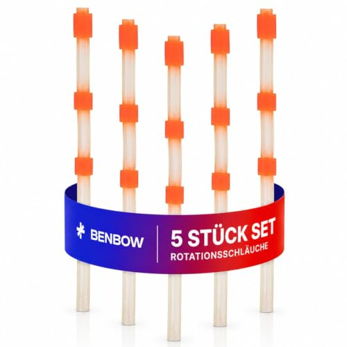 BenBow 017 5x Silikonslang, Orange Utbytesslang för Rengöringspistol med Tryckluft - Reservdel, Roterande Slang med Vikter - för Intensiv Virveleffekt & Kompatibel med BenBow Classic Pistolsserie