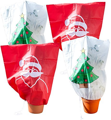 infactory Pflanzen Abdeckhaube: 4er-Set Winterschutz-Haube Weihnachten für Pflanzen, 110 x 120 cm (Pflanzen-Vlies zum Abdecken, Winter Baumschutz, Abdeckung)
