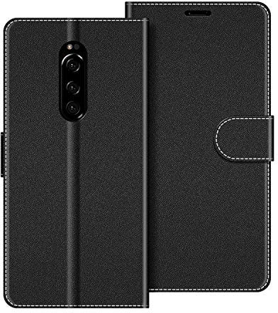 COODIO Phone Case For Sony Xperia 1, Magnetic Flip Leather Case For Sony Xperia 1 Wallet Case, Black