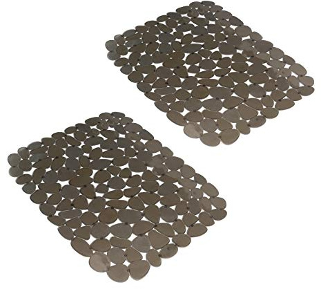 Yiter Sink Mat, 2Pcs Adjustable PVC Pebble Sink Protector for Stainless Steel or Porcelain Sink, Dish Drying Mat for Bathroom Kitchen Sink Countertop, 15.8 x 12 inch (2, Brown)