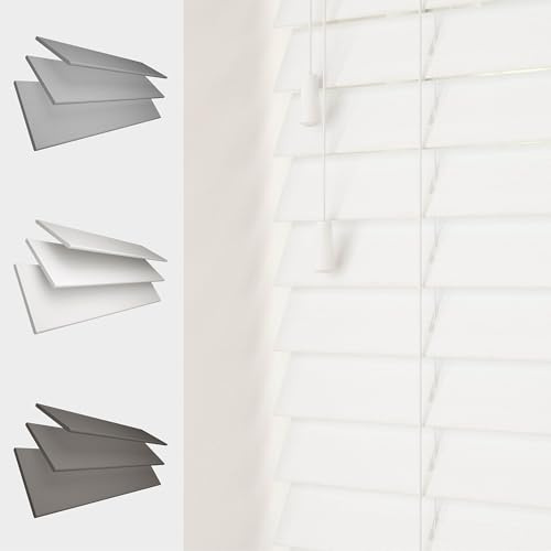 Faux Wood Venetian Blind [White, 180cm Width x 120cm Drop, String]