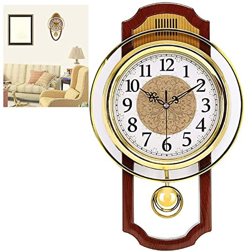 LIYGHFRTIO Reloj de Pared con Péndulo Oscilante, Reloj de Pared con Pilas, Silencioso Movimiento, Simple Y Elegante, Adecuado para Hogar, Restaurante, Cafetería, Oficina(Size:SUQUAR,Color:MARRÓN)