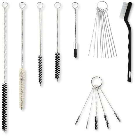 Diamond Shine 17-Piece Nylon Mini Cleaning Brush Set – Detail Brushes for Metal Straws, Airbrushes, Spray Guns, Hummingbird Feeders, Coffee Machines, Tubing & Pipes
