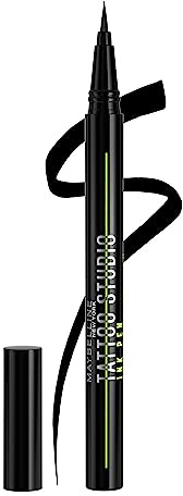 Maybelline Tattoo Studio Ink Pen Eyeliner, Waterproof & Smudge Resistant Liner, Up to 24 Hours Eye Makeup Wear, Jet Black, 1 Count