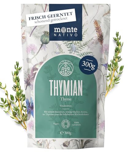Thymian Tee Monte Nativo (300g) - Thymiantee getrocknet als Hustentee und Erkältungstee - 100% natürlich und ohne Zusatzstoffe - Aromatischer Kräutertee für einen köstlichen Aufguss