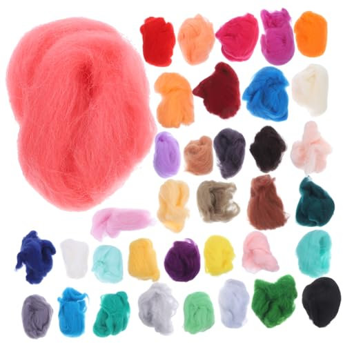 NUOBESTY 36pièces Set Laine à Feutrer Matériaux Colorés Pour Feutrage à Aiguilles Accessoires Portables Pour Créations Artisanales