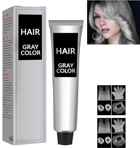 KOAHDE Crema de Cabello Gris Plateado,Crema De Tinte Para El Cabello Gris,Cera del Color del Pelo,Tipos de Cabello para Cabello,Con Guante,Etc