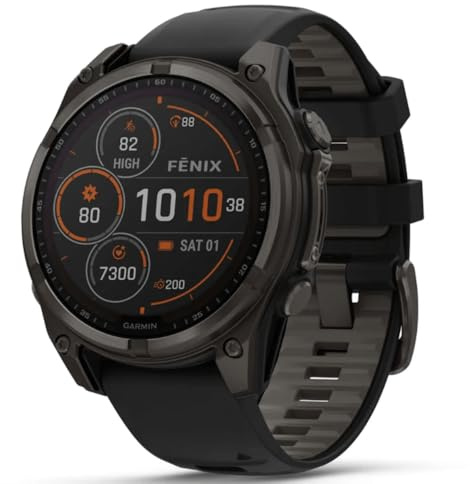 Garmin FENIX 8-47 MM, AMOLED, SAPPHIRE CARBON GRAY DLC TITANIUM WITHBLACK/PEBBLE GRAY SILICONE
