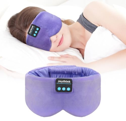 Joythink Sleep Headphones Bluetooth Sleep Mask Silk Headband Earphones Bluetooth Eye Mask for Sleeping On Side Blackout Soft Sleep Earphones Kids Children Music Eye Cover Purple