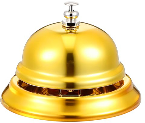 NUOBESTY Service Bell 3.35 Inch Metal Pressing Bell for Kitchen Restaurant Reception Desk Customer Call Portable and Loud Sound