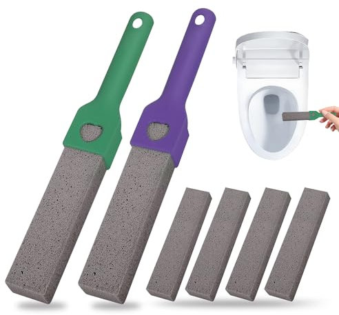 Pumice Stone for Toilet, 6PCS Toilet Pumice Cleaning Stone with 2 Handle Toilets Pumices Stones Cleaning Supplies for Bathroom Pool Kitchen Limescale Remover