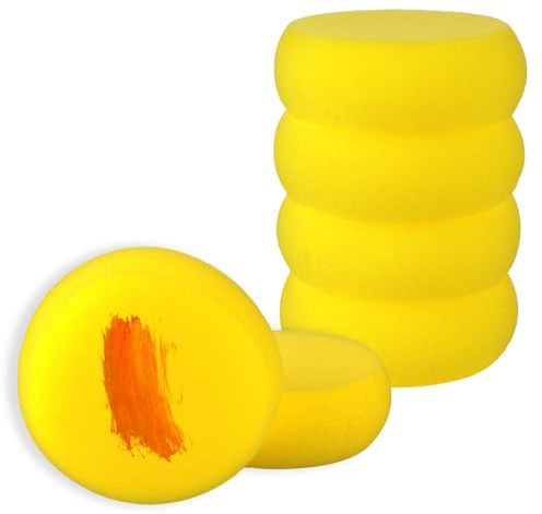 6 Pcs Round Sponge for Pottery Art Craft, 3 Inch Yellow Soft Artist Sponges With Watercolors for Clay, Face Painting and Ceramics