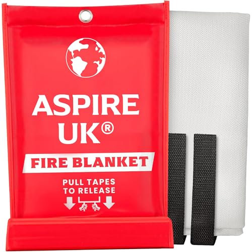 ASPIRE UK Emergency Fire Blanket - 1 Pack - Fire Suppression Blanket for Kitchen, 40” x 40” Fire Blanket for Home, Fiberglass Fire Blanket