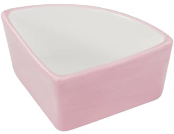 LuckyOpt Hamster Food Bowl, Small Animal Ceramic Food & Water Bowls Arc-Shaped Easy to Clean Guinea Pig Bowl Anti Flipping Hamster Bowl for Hamsters, Hedgehogs, Guinea Pig, Mouse (Pink)