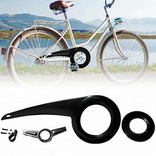 Cubierta de Cadena de Bicicleta, Funda para Cadena de Bicicleta, Protector de Cadena de Bicicleta, Cubre Plato Bicicleta Cubrecadena Plástico Piñón para 32-38T (Negro Kit Completo)