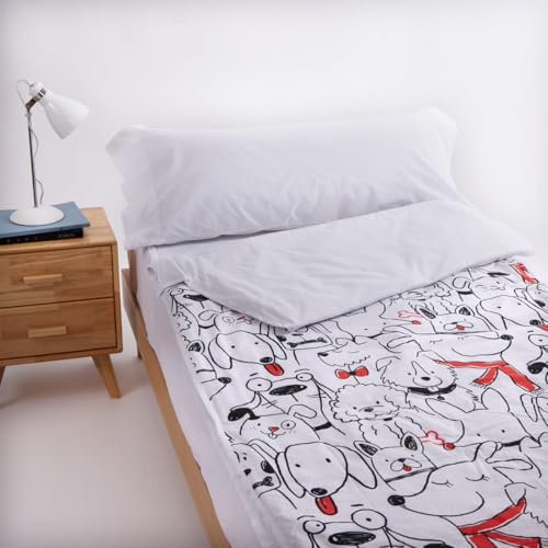 10XDIEZ Saco Nórdico Ajustable con Relleno y Cremalleras Laterales, en Algodón y Poliéster, para Camas de 80 a 105 cm - Blanco, Cama de 90cm