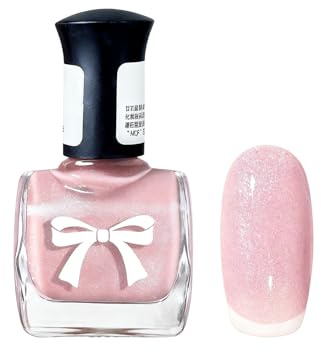 Dusty Pink Glitter Nail Polish, Quick Dry Pink Nail Varnish, High Gloss Finish, Long Lasting & Chip Resistant, Trendy Water Based Holographic Nail Polish for Women & Girls DIY Manicure Decoration