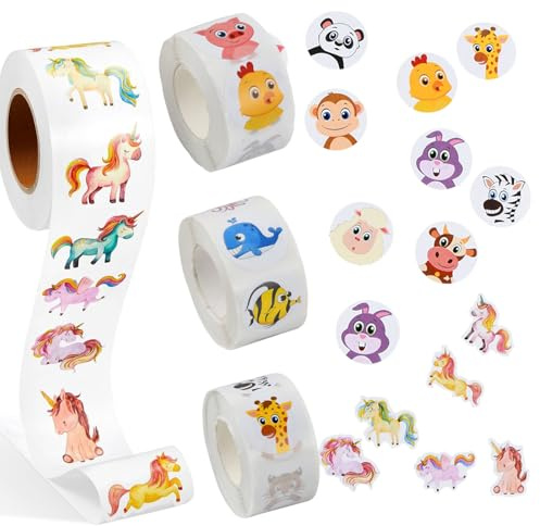 Culinavog 2000 pezzi Girare animali Adesivi bambini, stickers bambini Con motivi animalier, adesivi animali per Bambini Con Design Adesivo Di Lunga Durata E Impermeabile per Laptop, Bottiglie