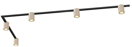 Ledvion - Sistema di Binario, 3m, Binario Monofase, Senza lampada GU10, Beige, 5x spot GU10 orientabili, Plafoniera led soffitto, lampadario cucina, faretti led, plafoniera moderna