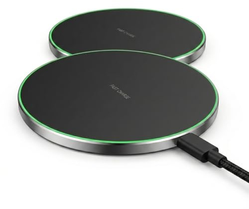 15W Wireless Charger for iPhone & 10W Samsung Fast Charger – Qi-Certified Slim Charging Pad for iPhone 12–15, Galaxy S23/S22/S21