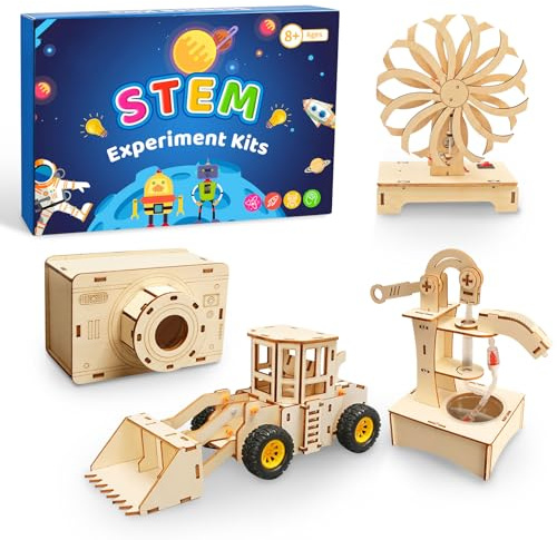 6 esperimenti per bambini di 8 9 10 11 12 13 14 anni, kit elettronico fai da te, kit di esperimenti elettrici per bambini, kit di costruzione in legno giocattolo regalo per ragazzi da 8 a 14 anni