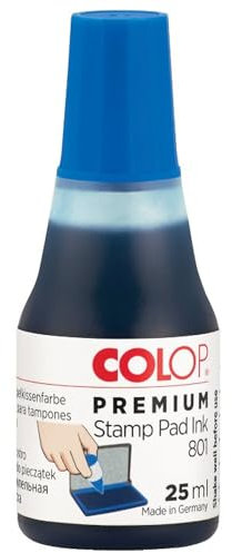 COLOP Premium Stempel-Farbe 801 blau, auf Wasserbasis, dermatologisch getestet, 25 ml Fläschchen