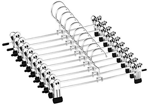 Mutsitaz 10 Stück Hosenbügel Metall, Rockbügel mit 360° Drehbar Haken,Kleiderbügel für Hosen Socken Röcke