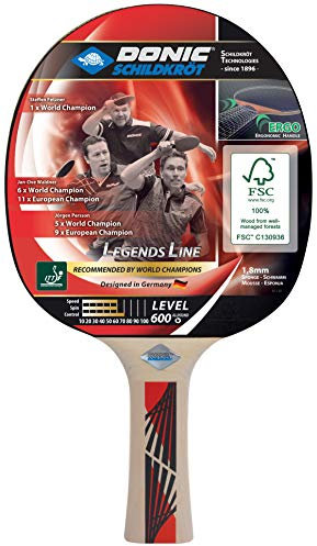 Donic-Schildkröt Tischtennisschläger Legends 600 FSC, Ergo-Griff, 1,8 mm Schwamm, FSC Holz, Prestige - ITTF Belag, 724416, Keine Farbe