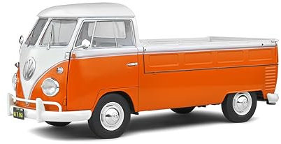 Solido VW T1 Pritsche, mit Surfbrett, Baujahr 1950, Modellauto, Maßstab 1:18, orange/weiß, S1806701