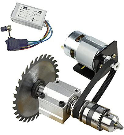CHANCS 775 DIY Sierra de mesa eléctrica Mini sierra circular sin cable DC 24V 12000RPM Controlador de velocidad PWM Tensión de salida DC 9-60V