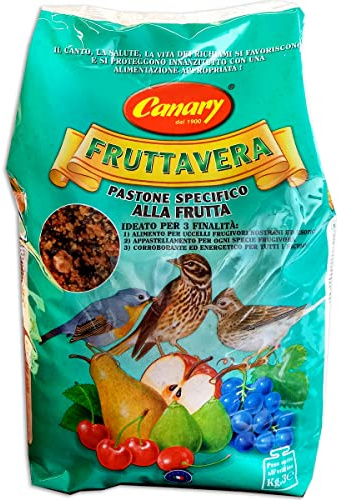 Canary Fruttavera 1 pack of 3kg, insectivorous and frugivorous bird feed, soft pastoncino, blackbird paste, thrushes, cesene, maine, sassello, bottaccio, larks