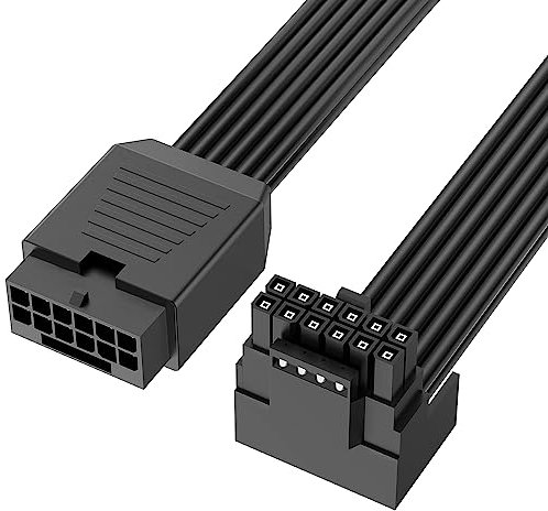 J&D PCI-E 5.0 Erweiterung Kabel, 30 cm Rechts Winkel 16-Pin (12+4) Mann zu Frau Erweiterung Kabel 16AWG 12VHPWR PCI-E 5.0 Für RTX 4090 4080 3090 Ti, Schwarz, Type B