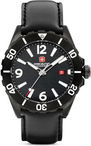 Swiss Military Hanowa Orologio da uomo analogico al quarzo 32024829, Nero, misura unica, cinghia
