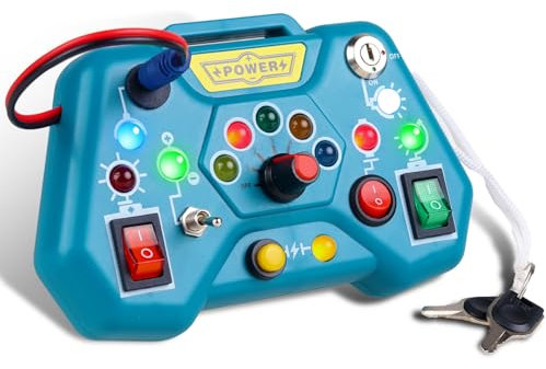 Loyzico Montessori Busy Board für Kleinkinder Spielzeug ab 3Jahr, Baby Activity Board mit 8 LED Lichtschalter, Sensorisches Motorik Lernspielzeug Geschenk für 3 4 Jahre Jungen Mädchen