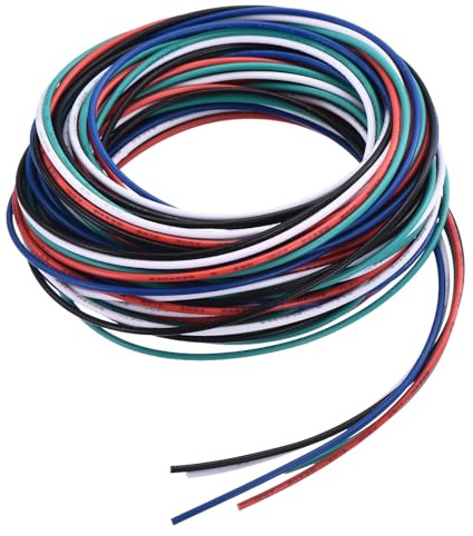 QUARKZMAN 24 Calibre Cable de Conexión Flexible de PVC 3 metros 24AWG Alambre Eléctrico Flexible UL1007 de Cobre Estañado 5 Colores 1.5mm Diámetro para Aviones Modelo Conexiones Internas