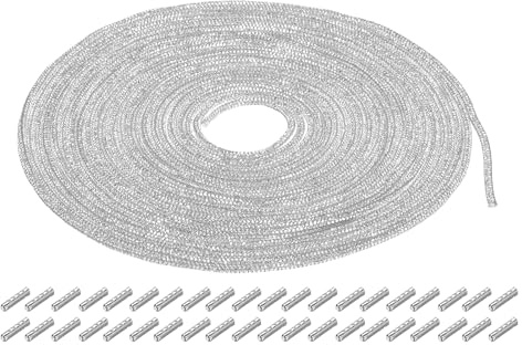 QUARKZMAN 4 mm x 10 m rörformigt rep strass rep kristall kedja strass kristaller för gör-det-själv-dekoration sömnad skor tröjor gymnastik byxor, silver, med nålar