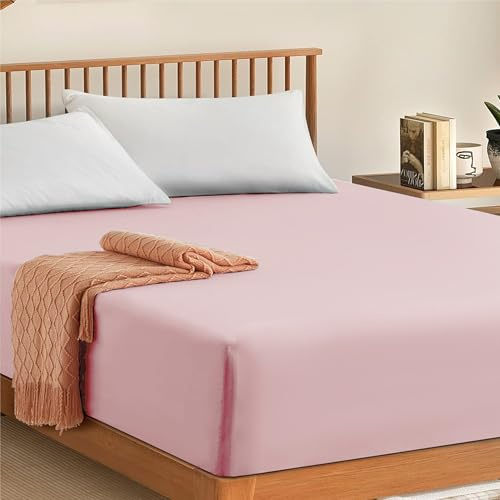 Min hembutik formsytt lakan 100 % egyptisk bomull 300 TC hotell kvantitet 30 cm formsydda lakan (rodnande rosa, kung)