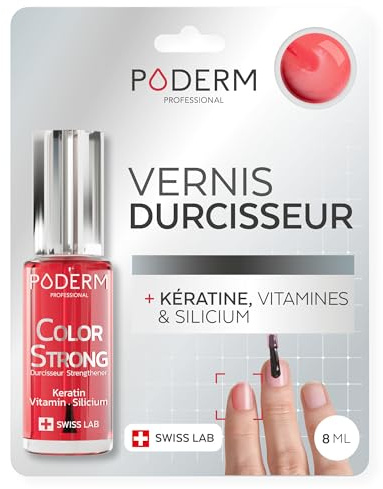 PODERM Smalto Rinforzante Unghie - Gloss Vitality | Ripara e Rinforza le Unghie Danneggiate e Indebolite da Smalti Semipermanenti | Biotina, Silicio e Cheratina | Sviluppato da un Podologo in Svizzera
