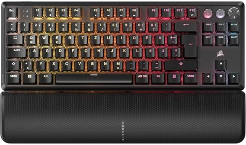 CORSAIR K70 PRO TKL RGB Mechanische Kabelgebundene Gaming-Tastatur – Geschmierte Hall-Effekt MGX Einstellbare Schalter, Gleichzeitiger SOCD und Rapid Trigger, PBT-Double-Shot, 8000Hz, QWERTZ – Schwarz