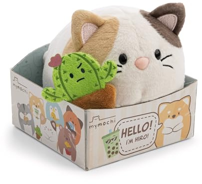 Angy 63180 - Gatto di Peluche (13 cm) con moodie-Cactus Magnetico, in Confezione Regalo, in Morbido Tessuto Peluche, per Coccole e Giochi, per Bambini e Adulti, 28 cm, Beige