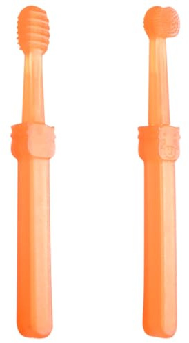 GANAZONO Juego 2 Cepillos de Dientes para Bebés Recién Nacidos, Silicona Segura y, Cabezal Pequeño para Cuidado Bucal Delicado, Portátil para Higiene Oral en Viaje, Adecuado