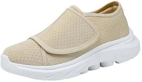 Ortopediska skor för kvinnor andningsbara nätsneakers med justerbar rem avslappnad plattform mjuka sulor sneakers lätta sneakers kudde bekväma halkfria träningsskor för äldre damer