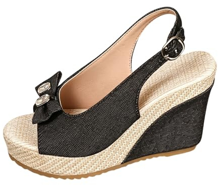 Generiska sandaletter med klack, dam, kilklack, sandaler, damer, sommar, espadrilla-sandaletter, plattform, sommarskor, mjuka sulor, kilsandaler, remmar, strandskor, Slingback sandalett