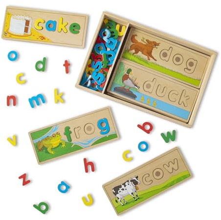 Melissa & Doug Impara le Prime Parole in Inglese, Gioco in Legno, Giocattoli per Lo Sviluppo, Giocattolo Educativo per Imparare L'Inglese, Montessori, Regalo per Bambini e Bambine di 4 5 6 7 8 Anni