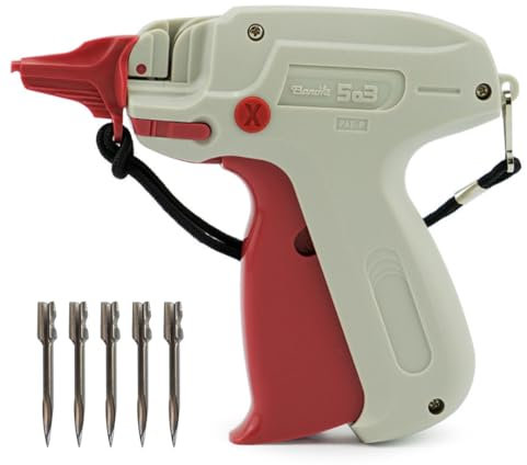 Pokornys - Etikettierpistole Banok 503 X Fein - im Set mit 5 Ersatznadeln I Etikettiergerät zur Befestigung von Etiketten und Preisschildern an feinen Textilien wie Blusen, Seide, Unterwäsche etc.