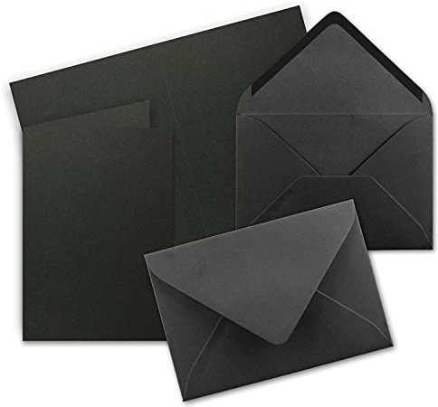 10x Faltkarten Set mit Briefumschlägen DIN A6 / C6 - Schwarz - 14,8 x 10,5 cm (105 x 148) - Doppelkarten Set - Serie FarbenFroh