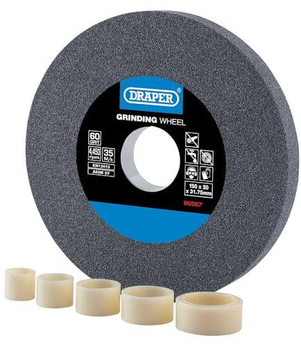 Draper 99567 - Muela abrasiva de banco de óxido de aluminio 60G (150 mm x 20 mm)