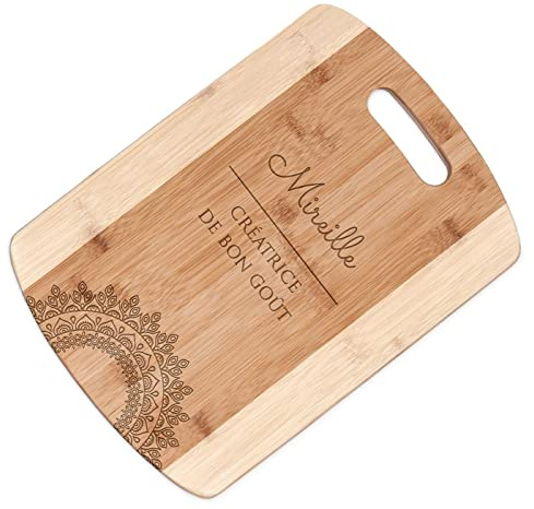Maverton Planche à découper avec gravure - Grande Planche en bambou - Plateau de service personnalisé - pour femmes - Accessoire pour elle - pour anniversaire - pour Noël - goût