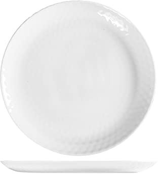 HOME Arc Pampille Lot de 6 assiettes plates en opale blanche, 25 cm, effet diamant